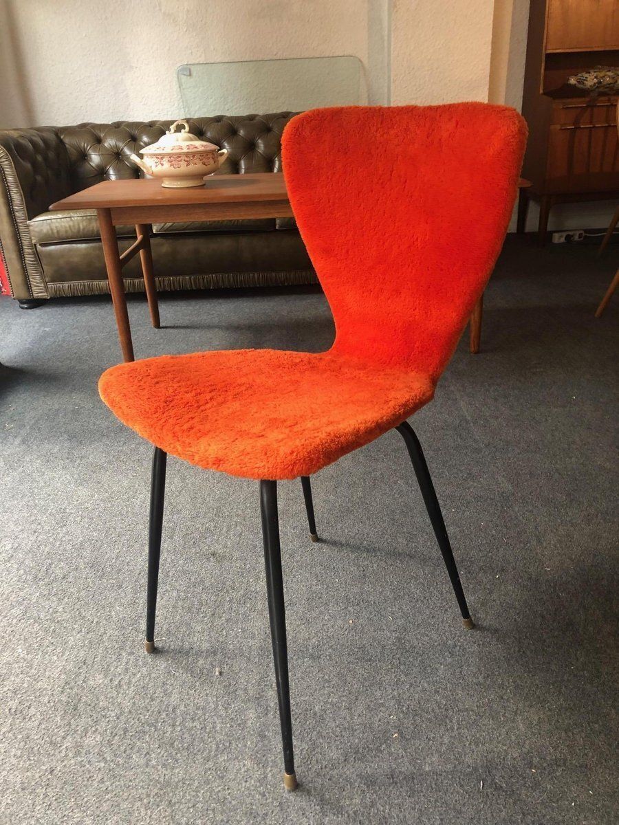 Set Of Faux Fur Side Chairs, 1950s