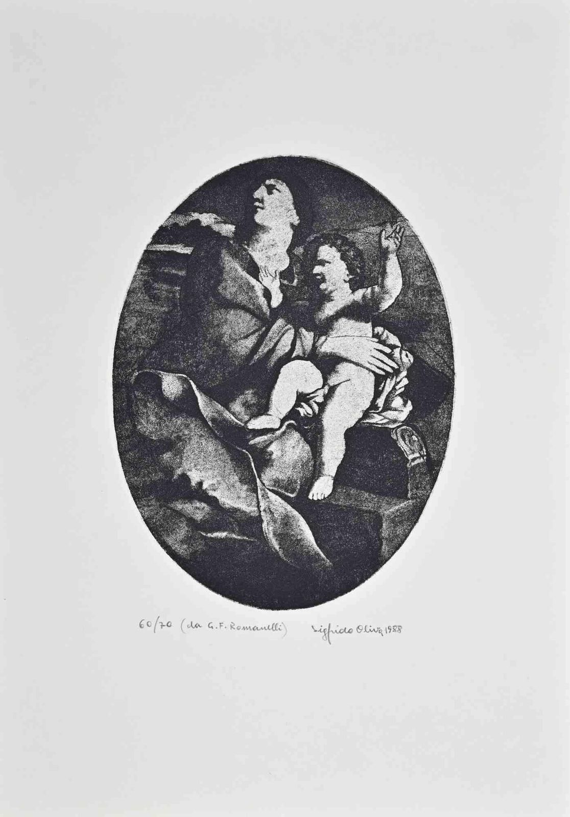 Sigfrido Olivawoman And Child (After Romanelli)   Etching By Sigfrido Oliva   19881988