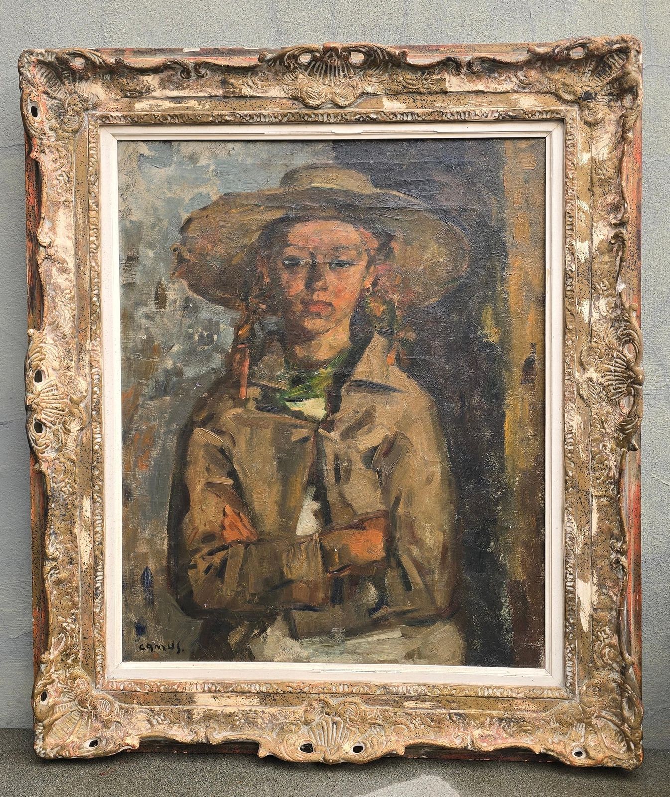 Portrait Of A Girl, Oil On Canvas By Gustave Camus (1914–1984) photo furniture
