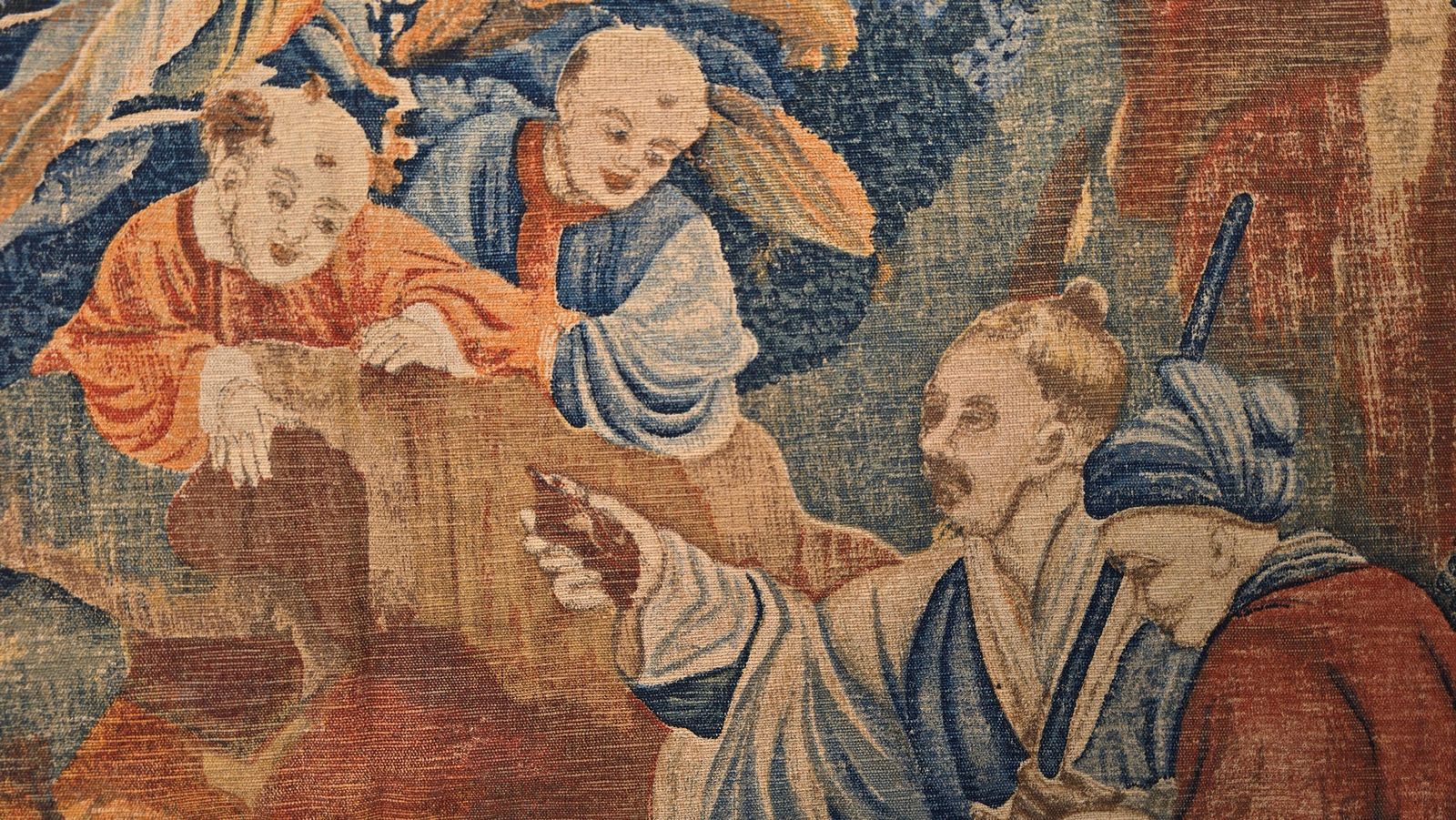 photo vinterior Monumental European Chinoiserie Tapestry, Hand Painted Textile, Circa 1900–1930