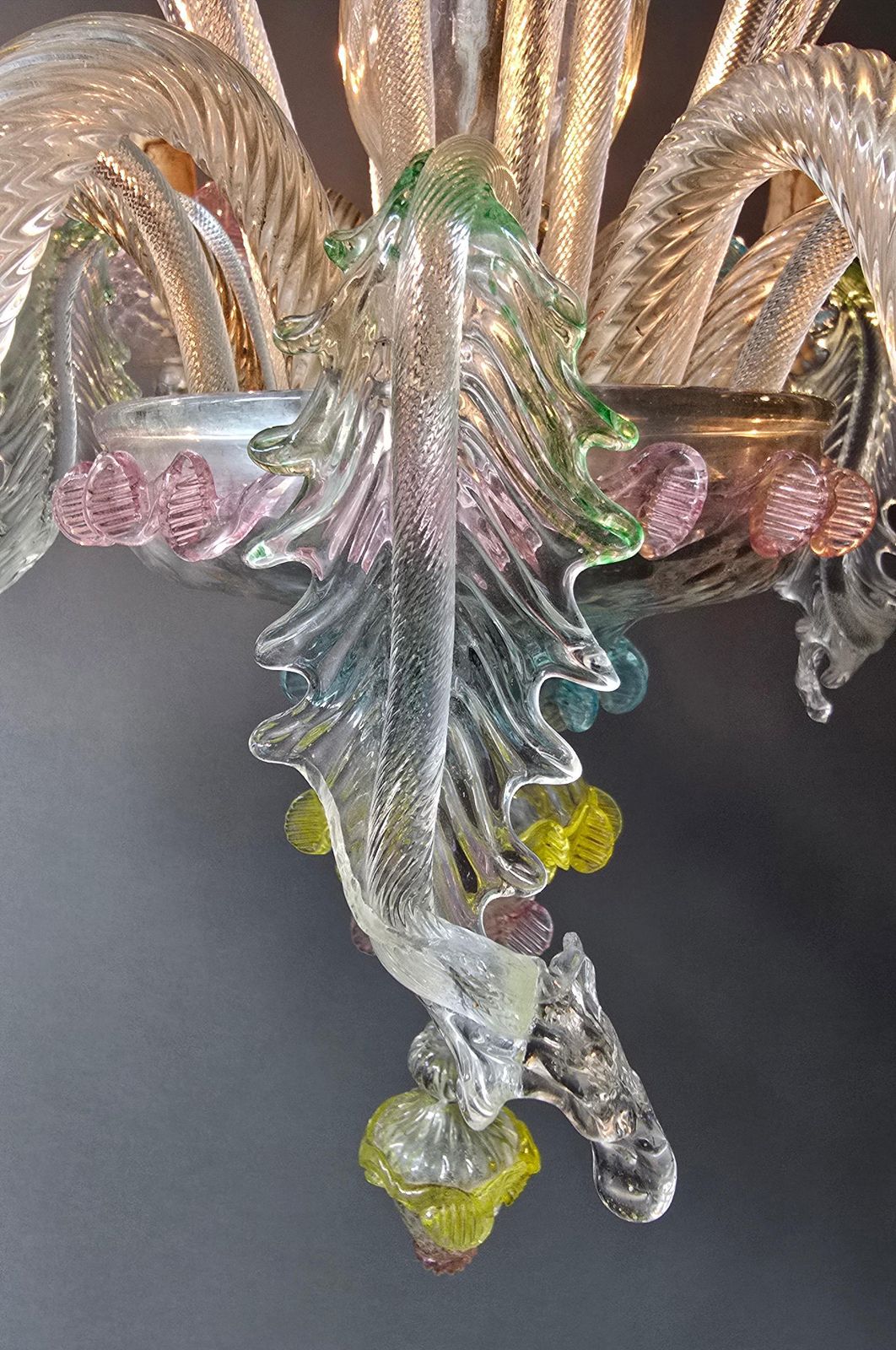 photo buy Large Murano Glass Floral Chandelier, Italy, 1950s