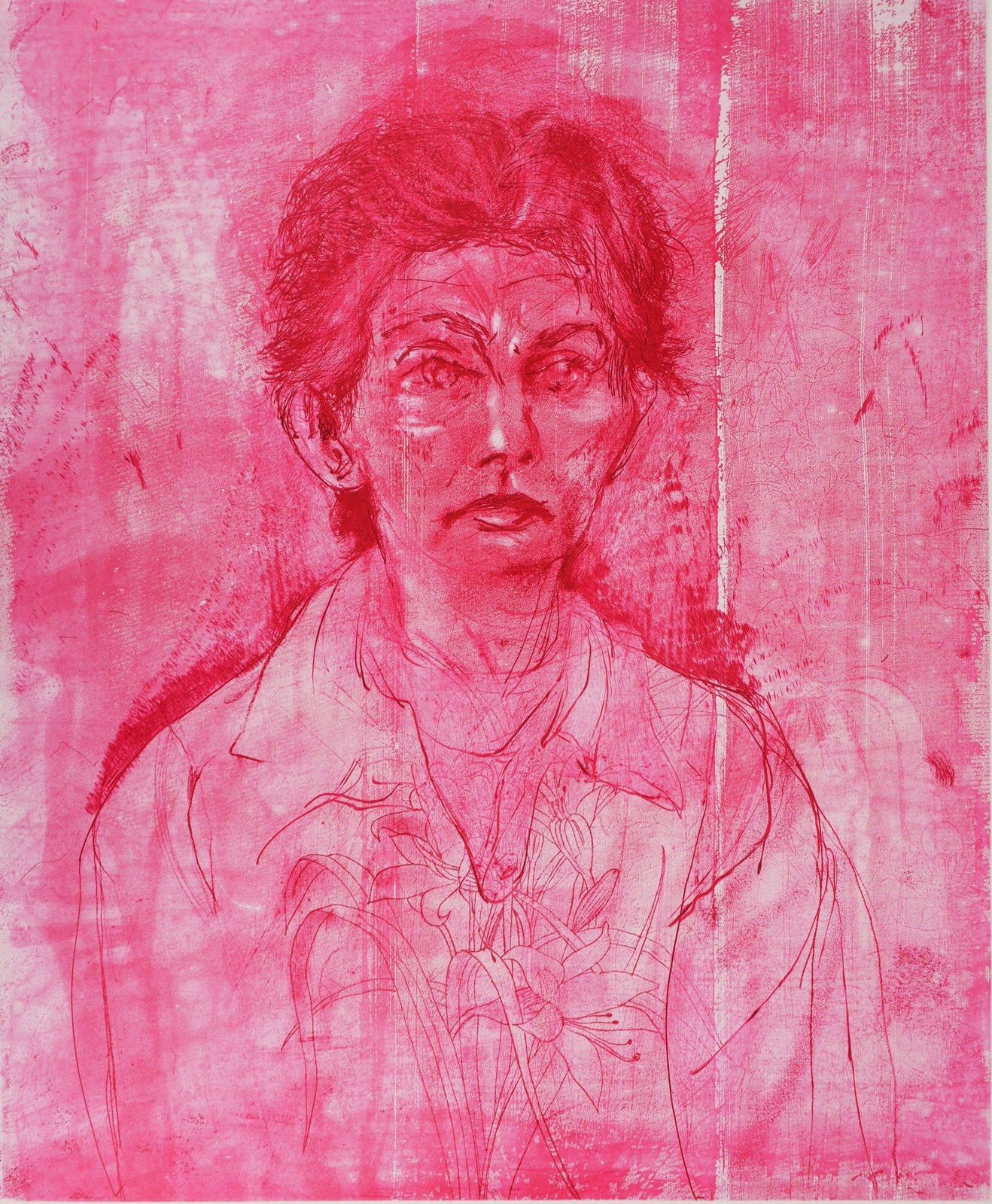 Jim Dinenancy Outside In July XVII (The Reddish One)   Original Handsigned Etching1981 photo vintage