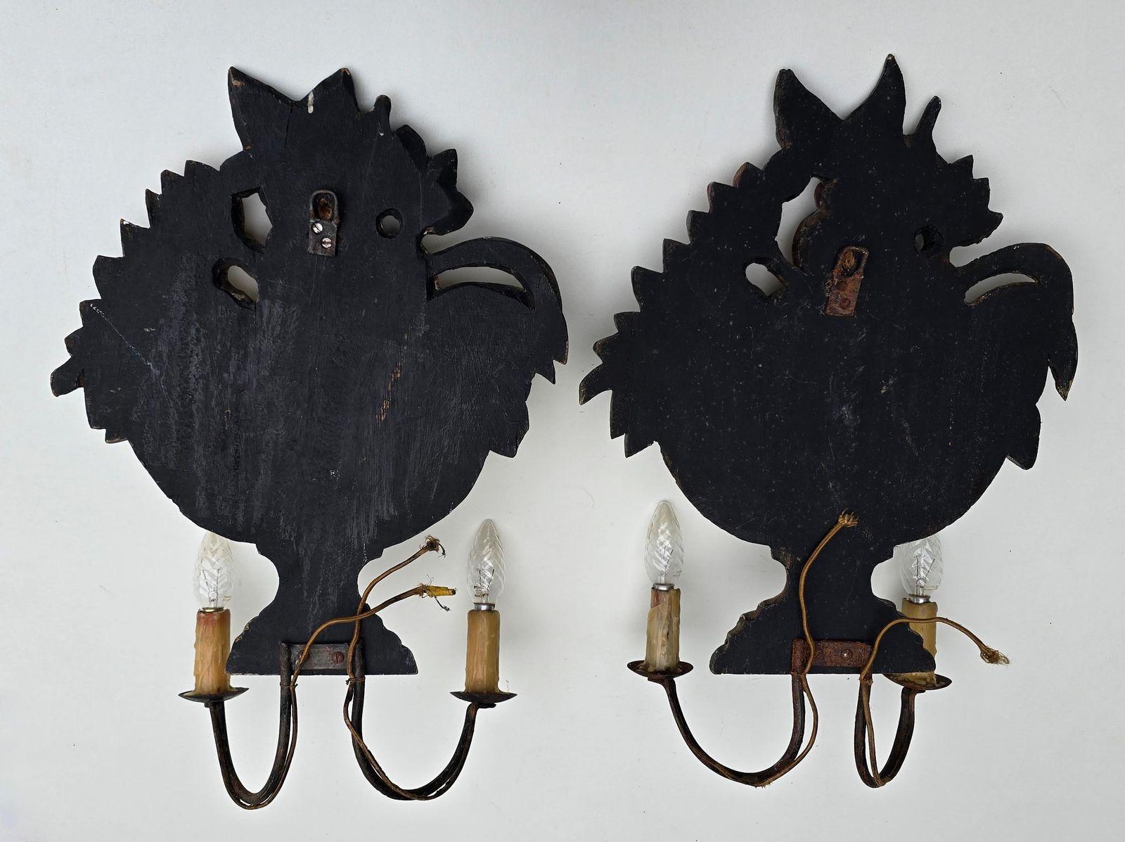 Pair Of Hand Carved Italian Fruit Basket Wall Sconces, Florentine, Ca. 1880–1900 photo vinterior