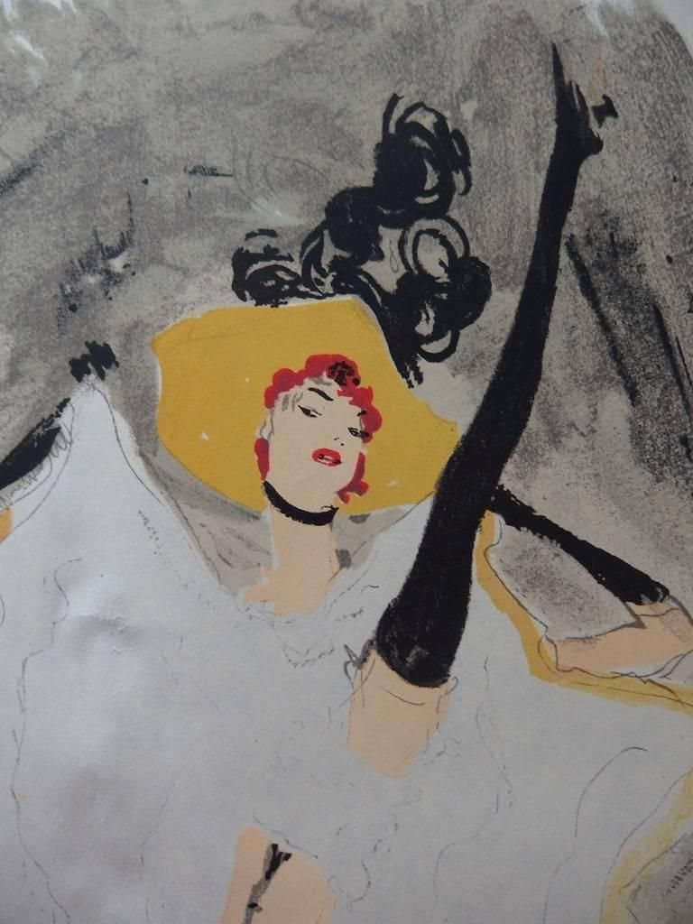 Jean Gabriel Domergueat The Moulin Rouge : French Cancan   Original Lithograph   Mourlot, 19561956 photo for sale