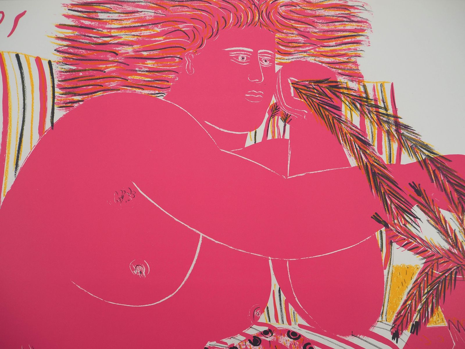 Alekos Fassianosgreece : Pink Nude With Wheat Ear   Original Lithograph, 19821982 photo Art
