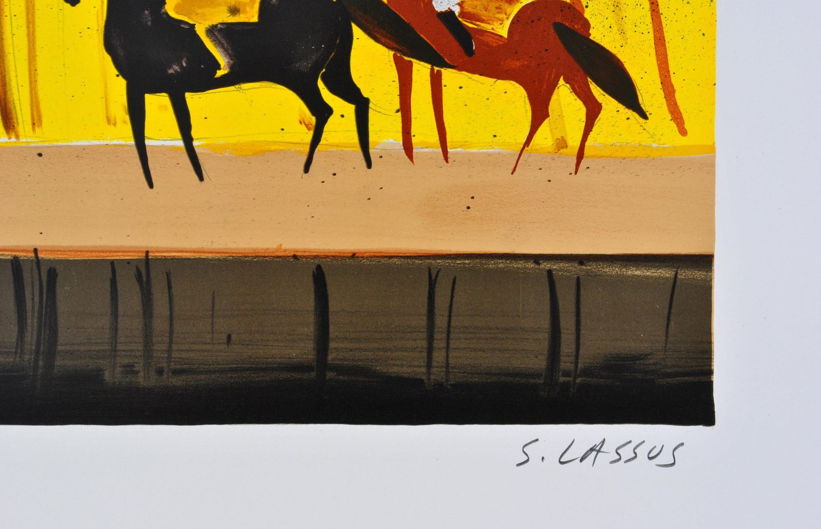 Serge Lassushorses : Riders In Autumn   Original Lithograph, Handsigned & Ltd /6001982 photo for sale