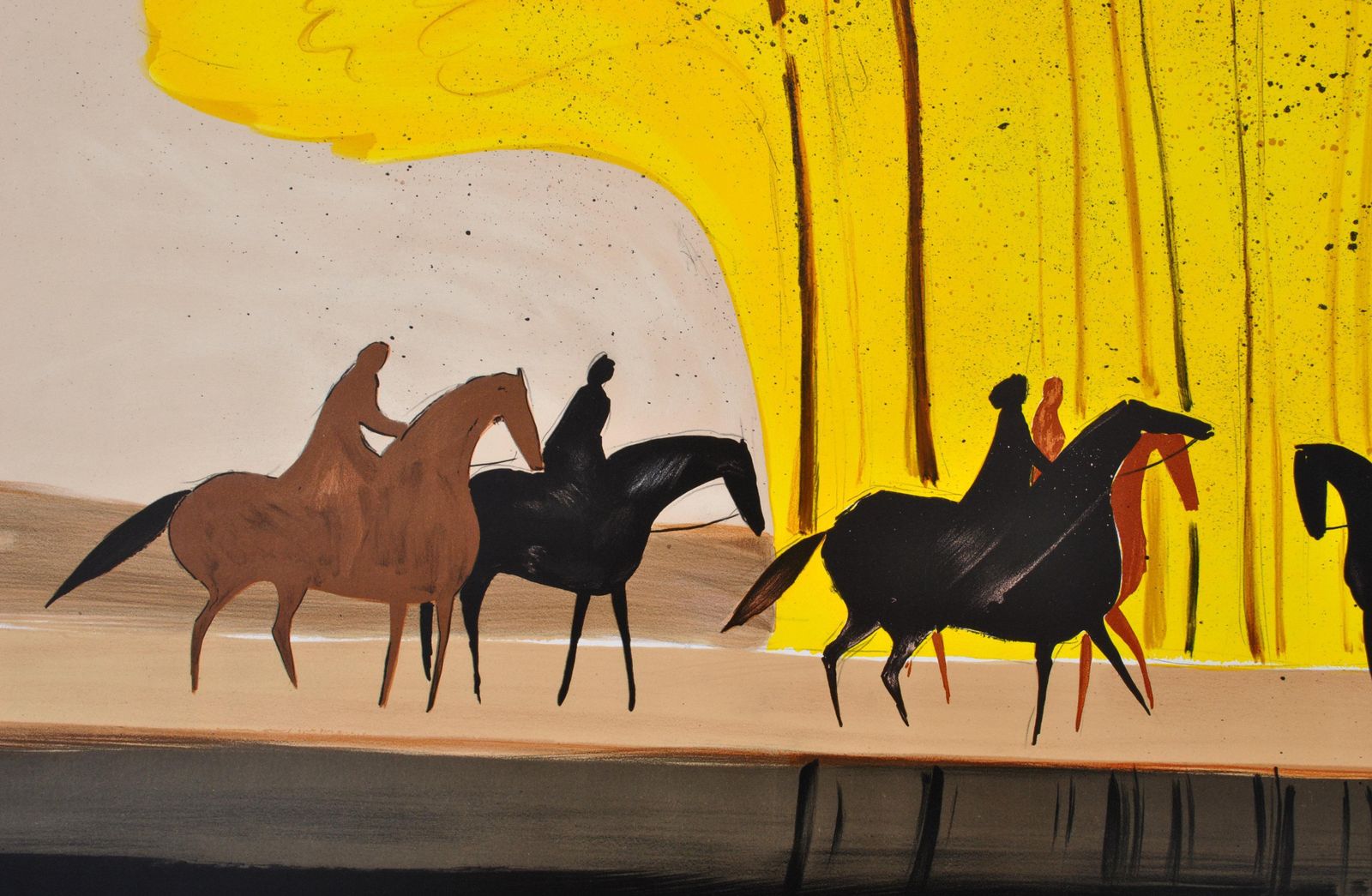 Serge Lassushorses : Riders In Autumn   Original Lithograph, Handsigned & Ltd /6001982 photo vinterior