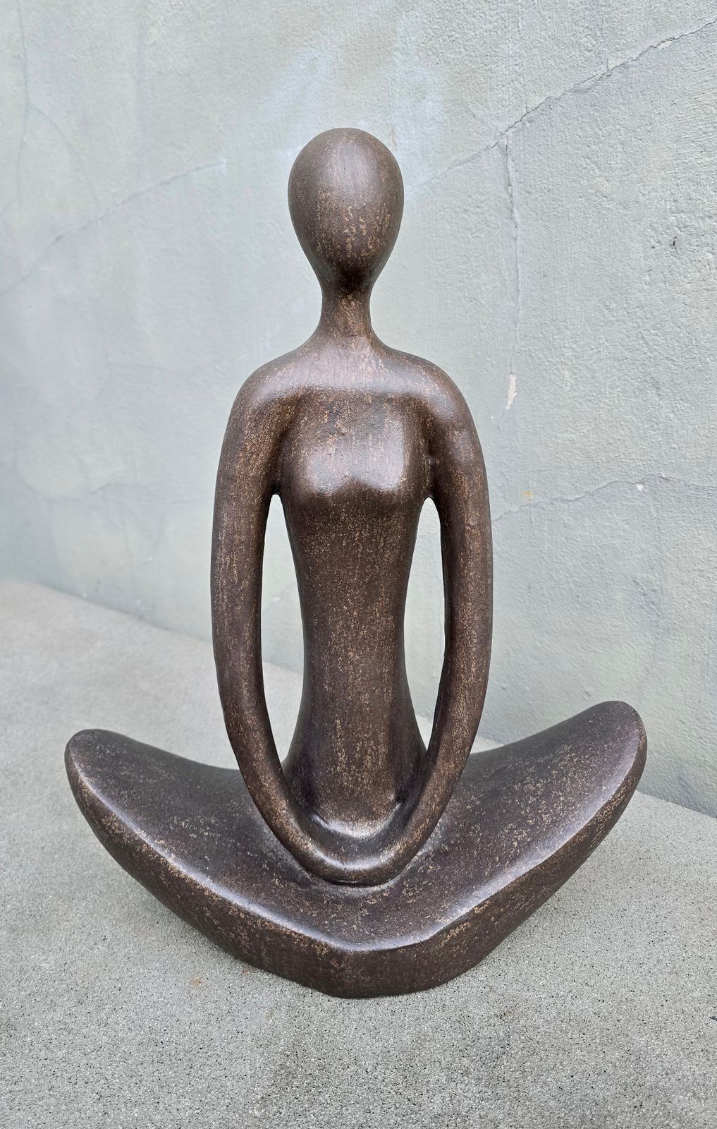 Large Meditative Abstract Ceramic Yoga Figure Sculpture, Europe, 1960s photo vintage