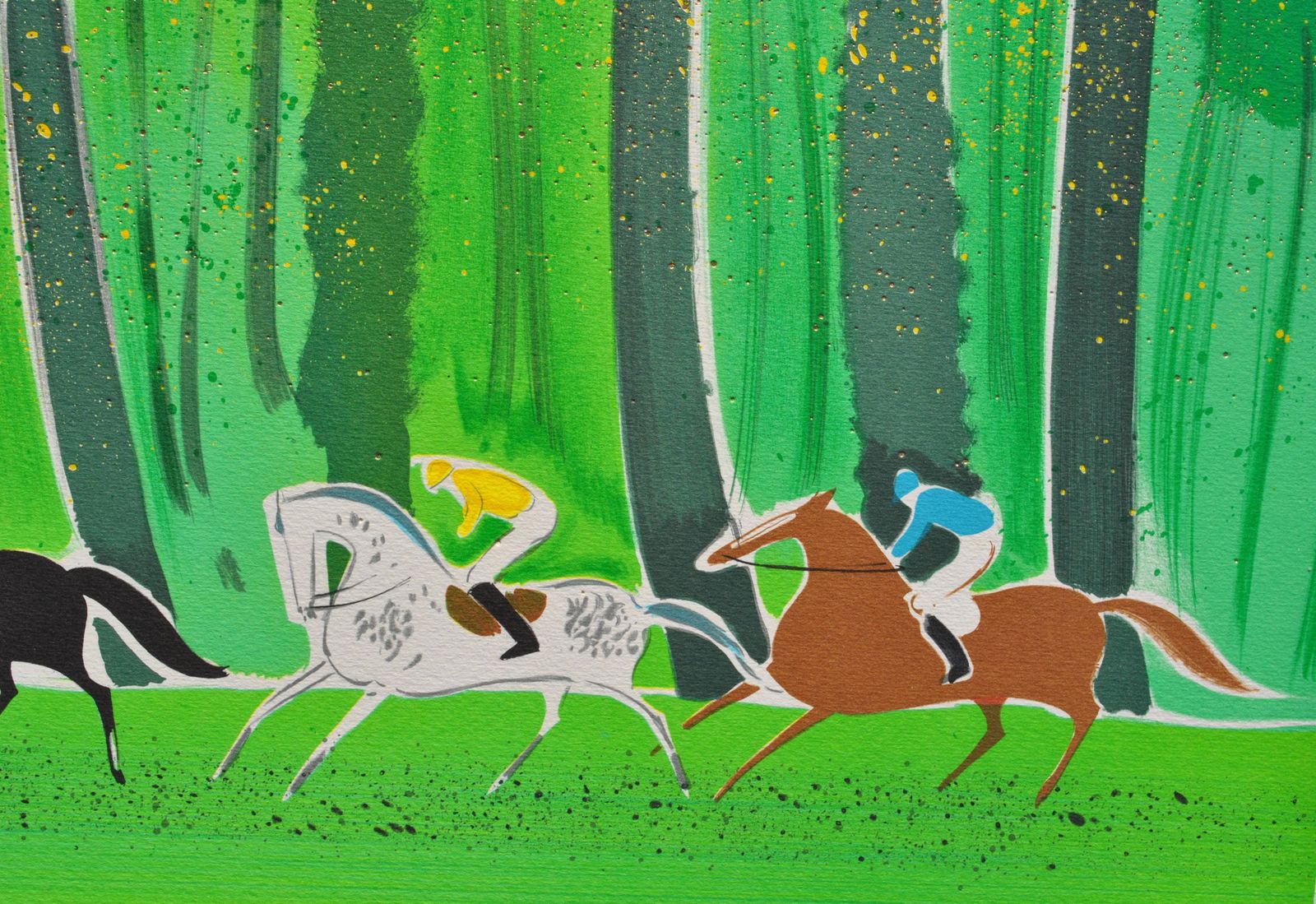 Serge Lassushorses : Riders In Summer   Original Lithograph, Handsigned & Ltd /2501982 photo 88.0