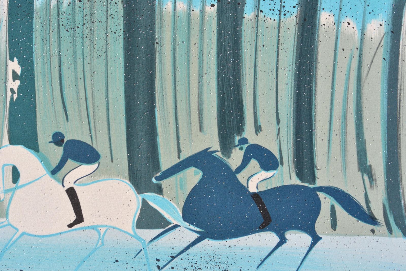 Serge Lassushorses : Riders In Winter   Original Lithograph, Handsigned & Ltd /6001982 photo vintage