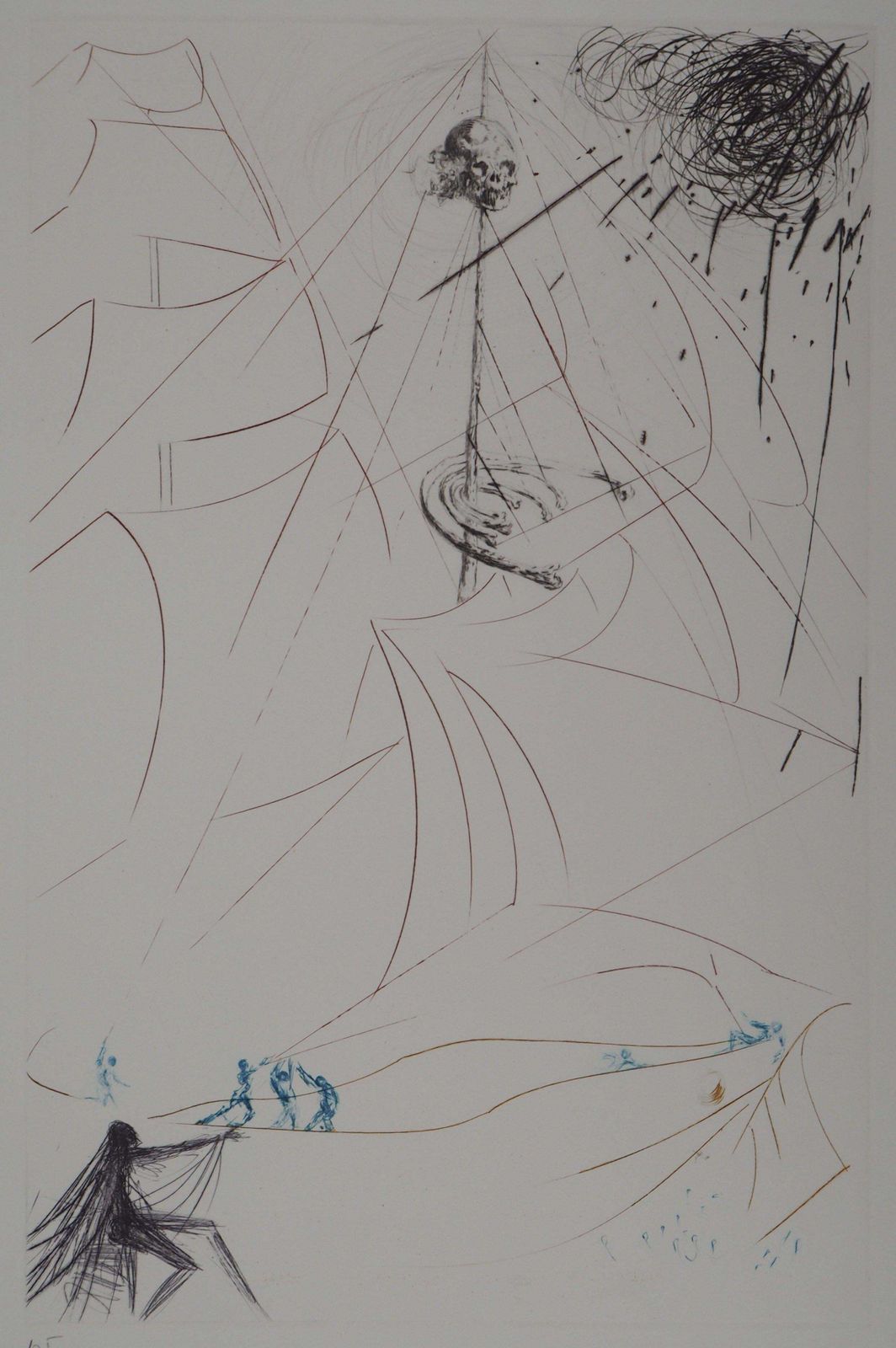 Salvador Dalí­Surrealist Boat (Vaisseau Fantome)   Original Handsigned Etching   (Field #69 7)1969 photo furniture