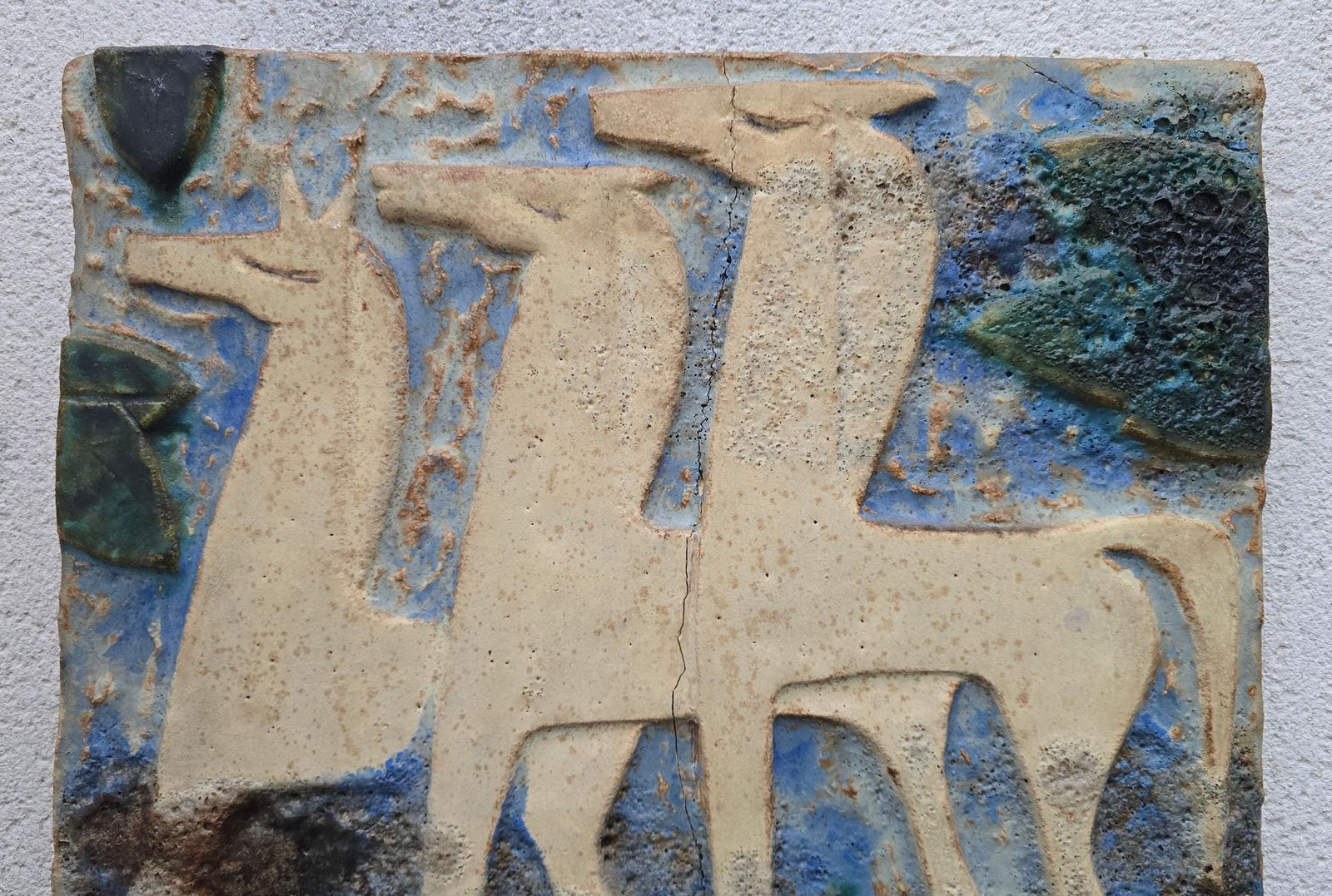 Large Mid Century Modern Ceramic Relief Panel With Stylized Horses, France photo 3362.0