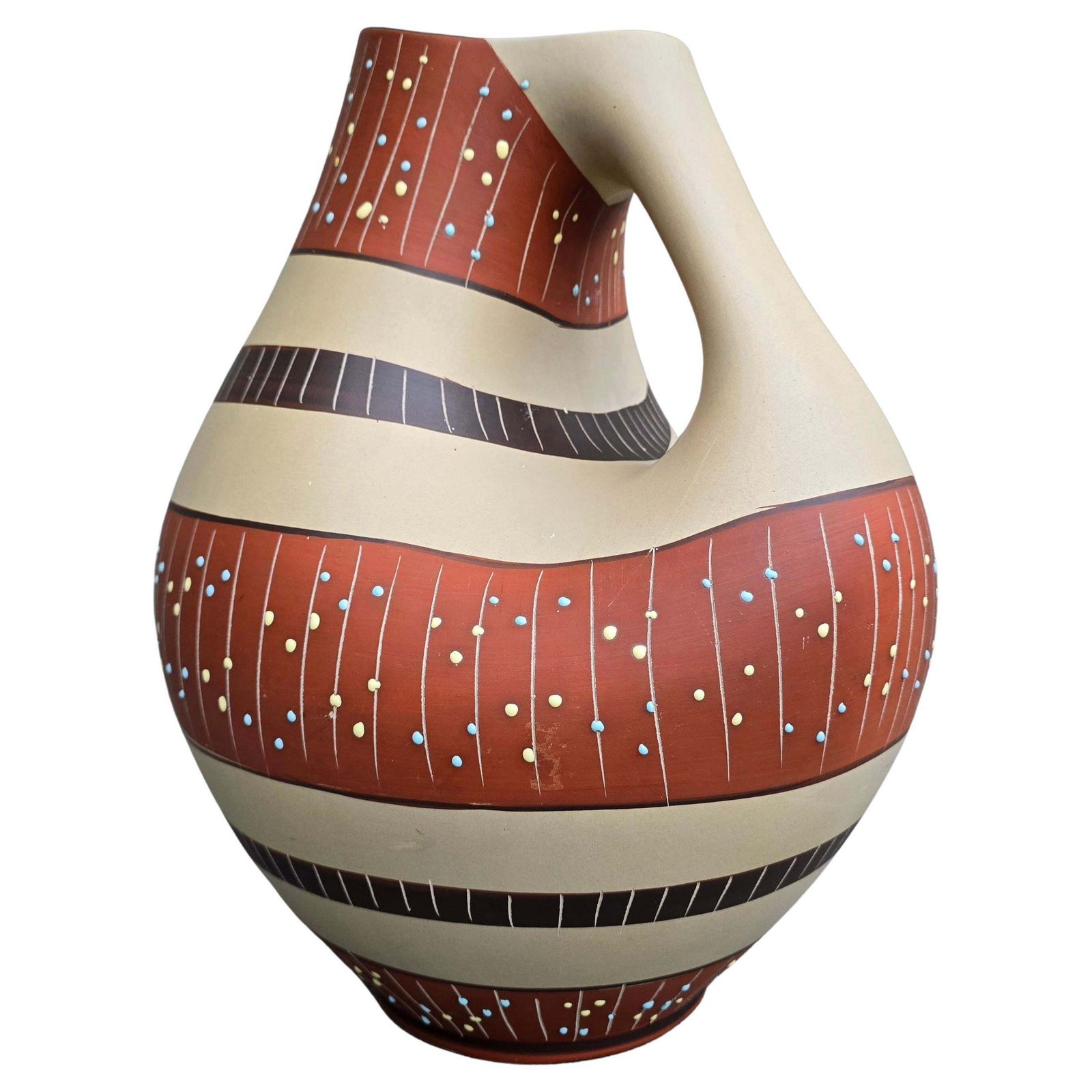 Sculptural Hand Painted Stoneware Vase, Eds Keramik Benshausen, Germany, 1970s photo for sale