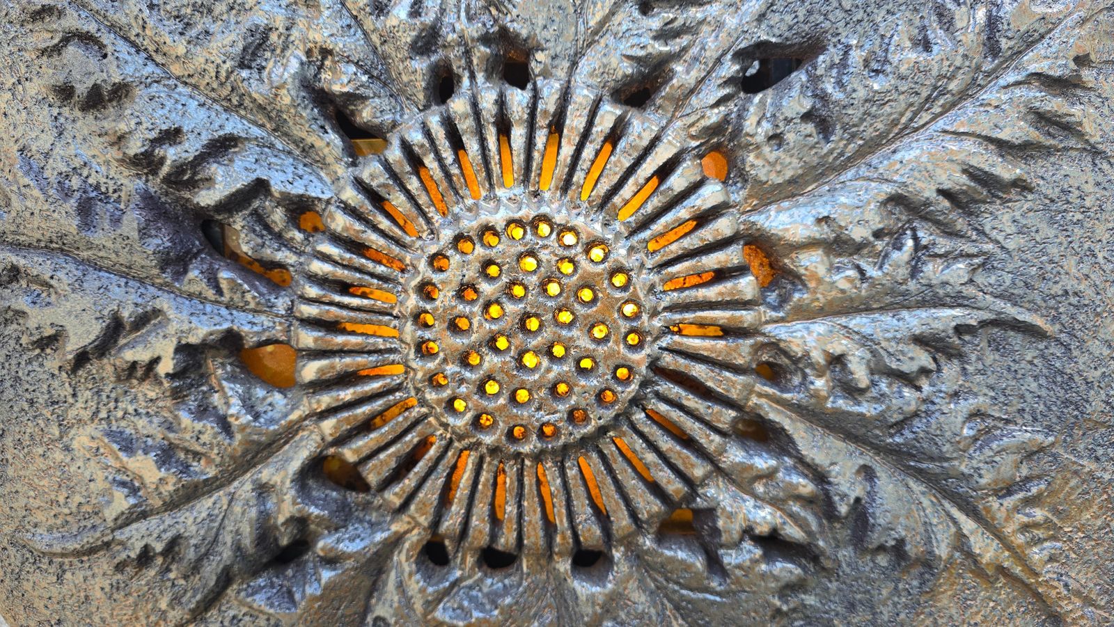 Large French Vallauris Ceramic Sunburst Light Sculpture, Signed Maumus, 1970s photo vintage