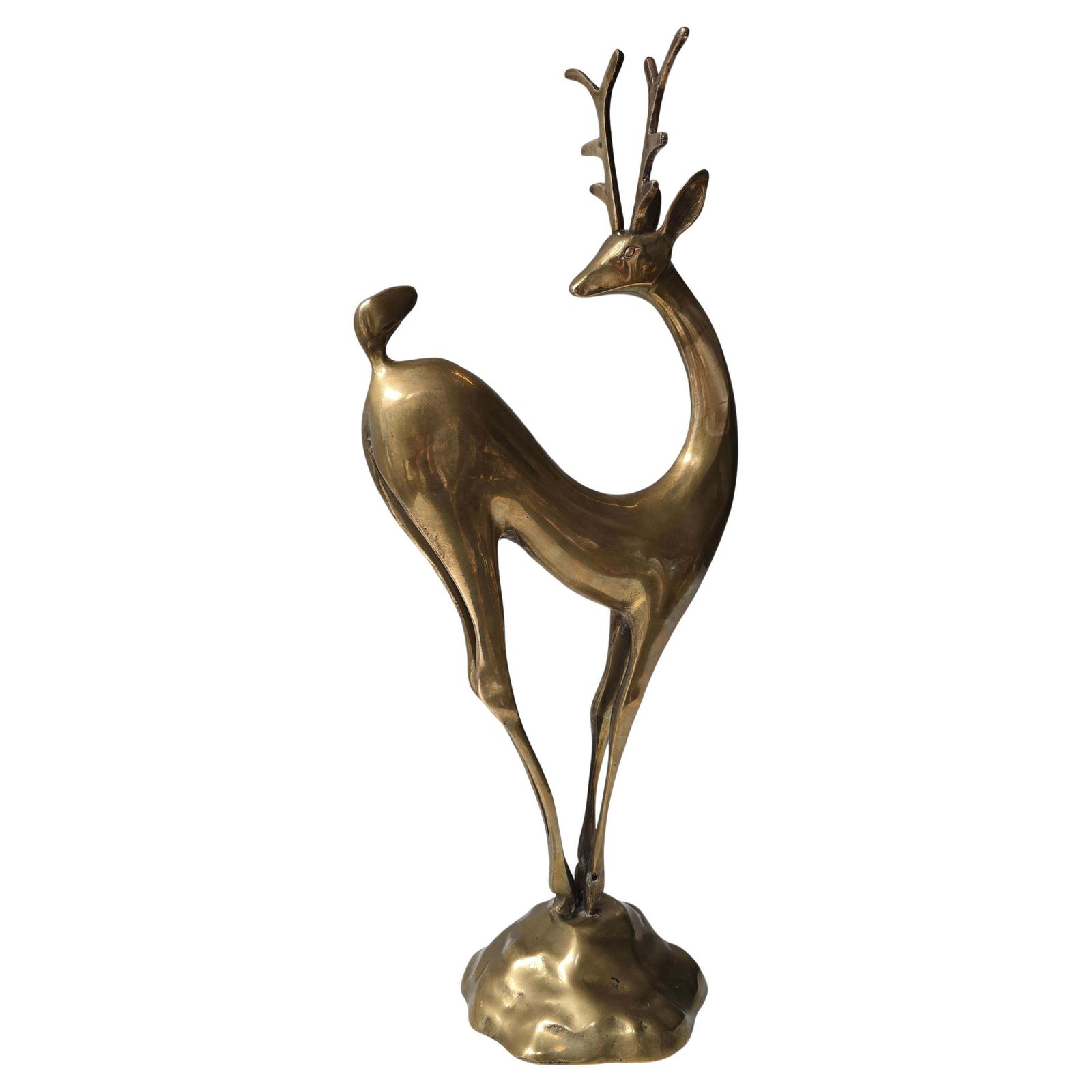 Mid Century Modern Brass Gazelle Sculpture, Circa 1950s photo Art