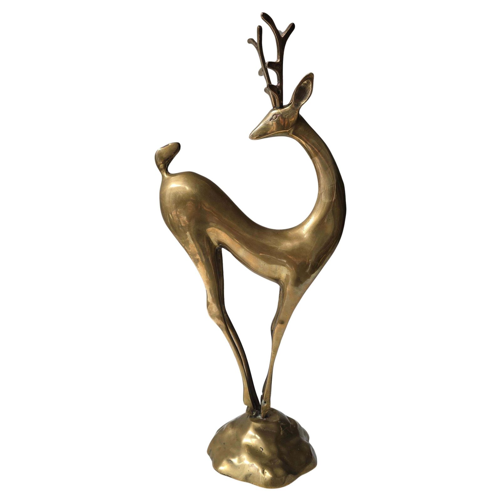 Mid Century Modern Brass Gazelle Sculpture, Circa 1950s photo vintage