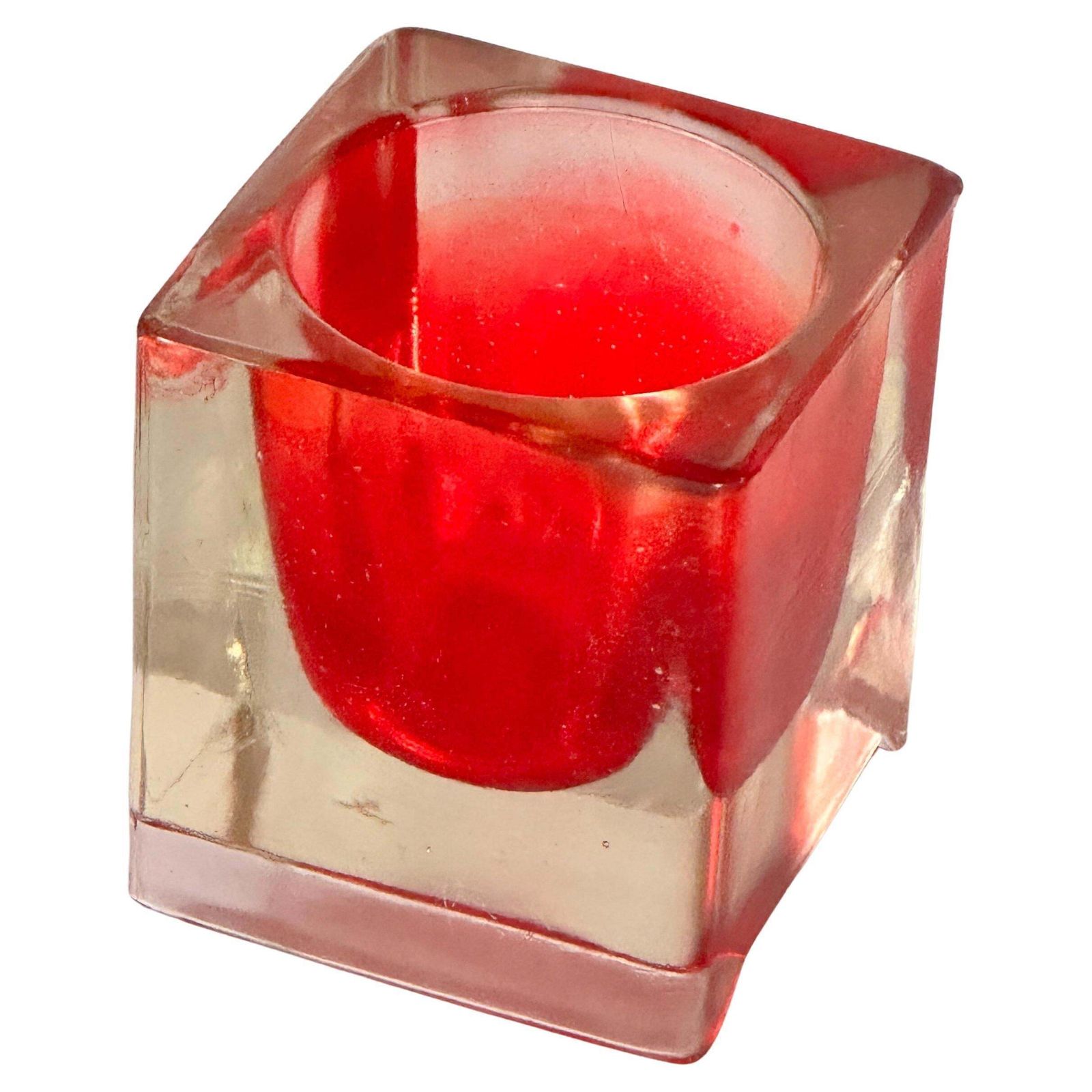 Murano Glass Ashtray — Red & Clear — Italy, 1960s
