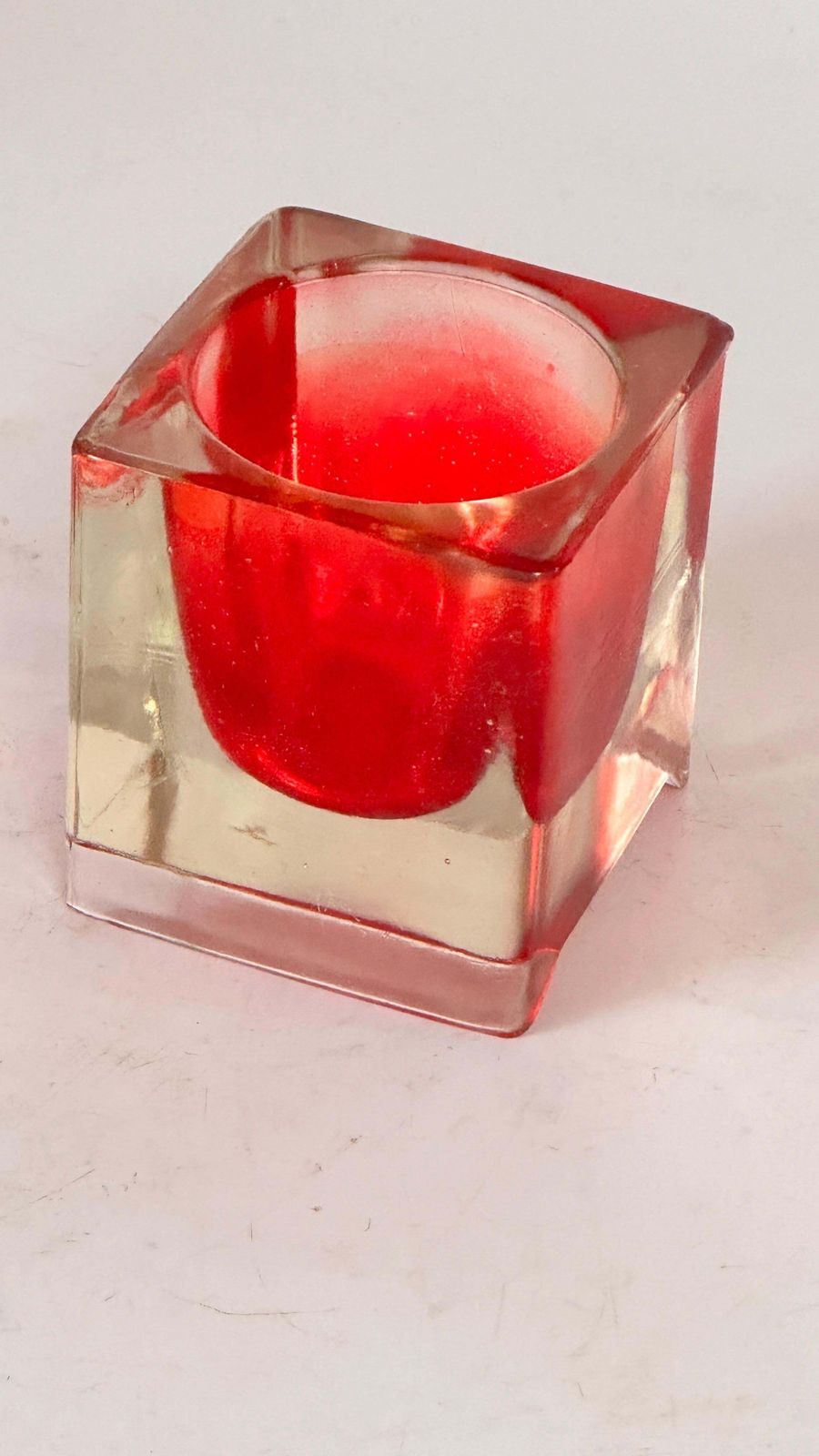 Murano Glass Ashtray — Red & Clear — Italy, 1960s photo for sale