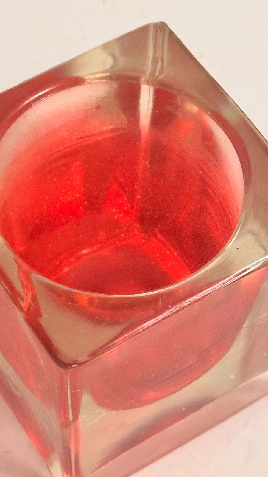 Murano Glass Ashtray — Red & Clear — Italy, 1960s photo vinterior