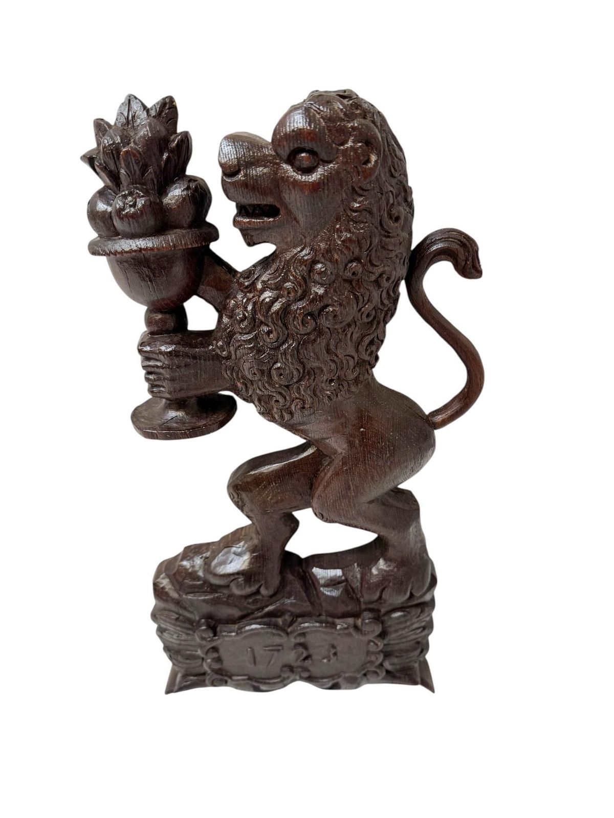 Antique Pair Of Hand Carved Sculptures Of Lions The Netherlands, 1723 photo for sale