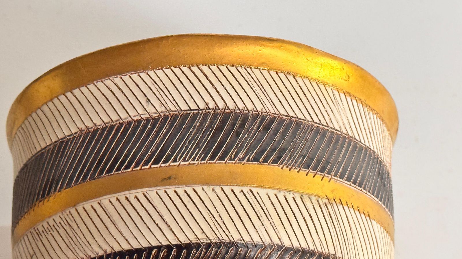 1960s Italian Ceramic Vide Poche – Yellow, White & Black Geometric Design photo buy