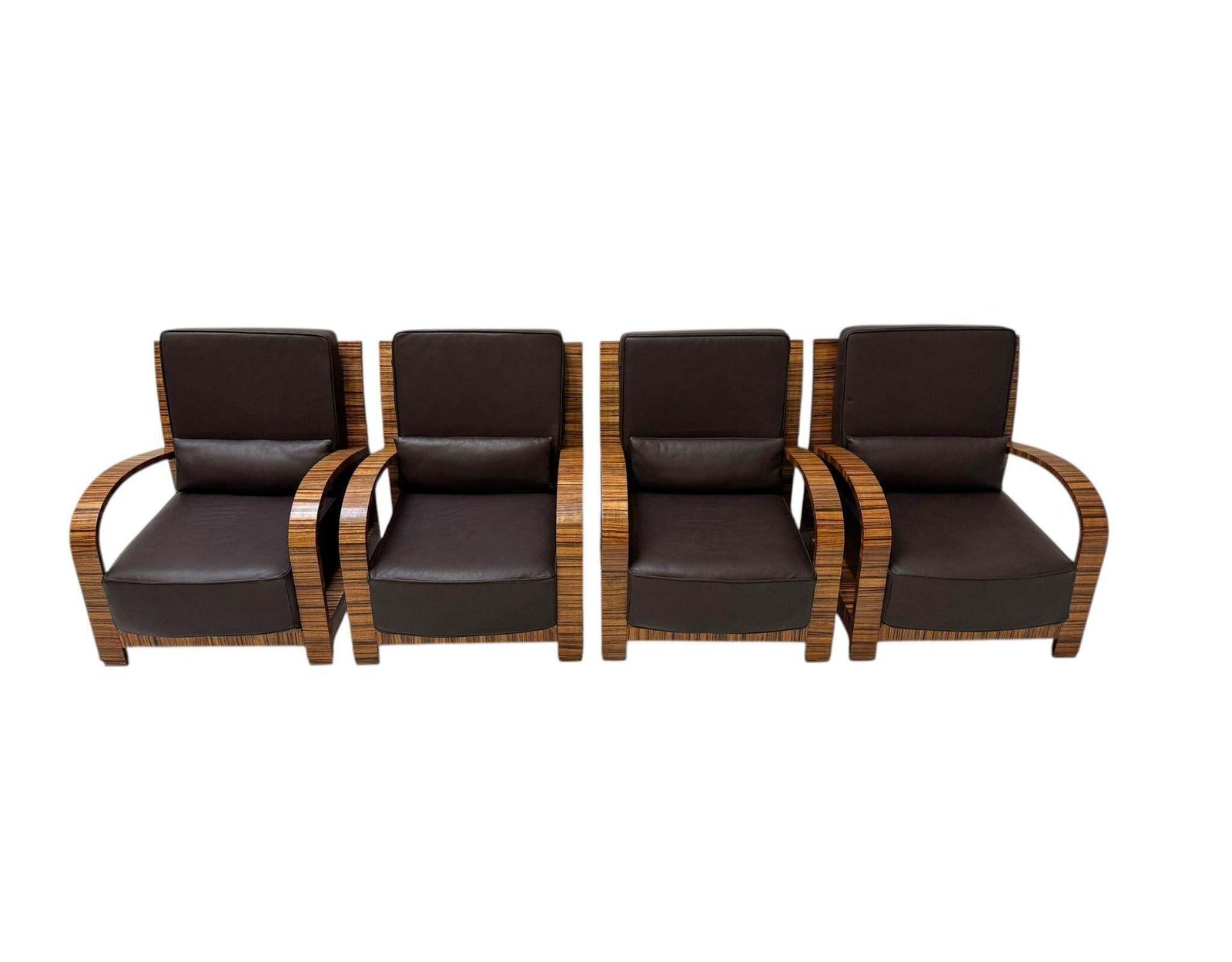 Four Art Deco Lounge Chairs With Leather Cushions France, 1930s photo buy
