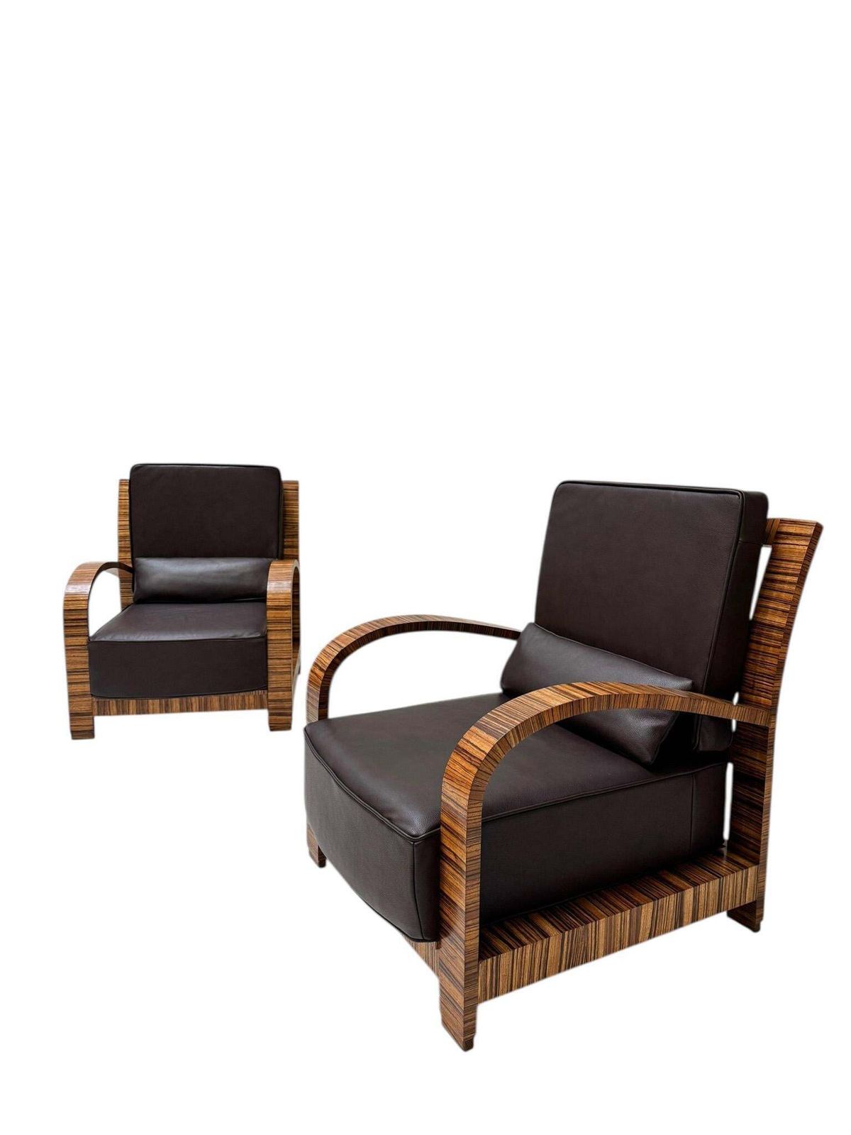 Four Art Deco Lounge Chairs With Leather Cushions France, 1930s photo vintage