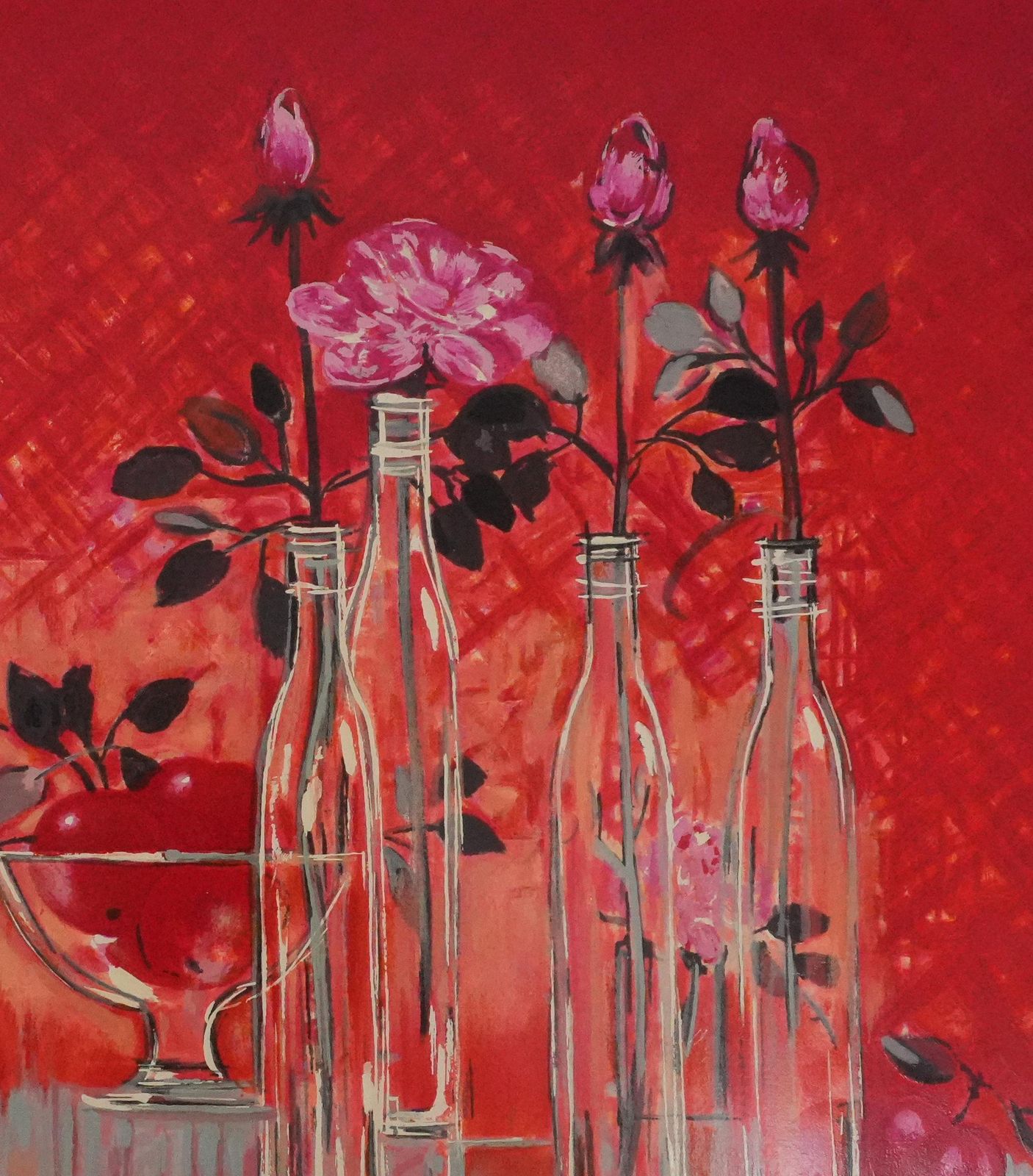 Michel Henrystill Life With A Red Background   Original Handsigned Screenprint photo vinterior