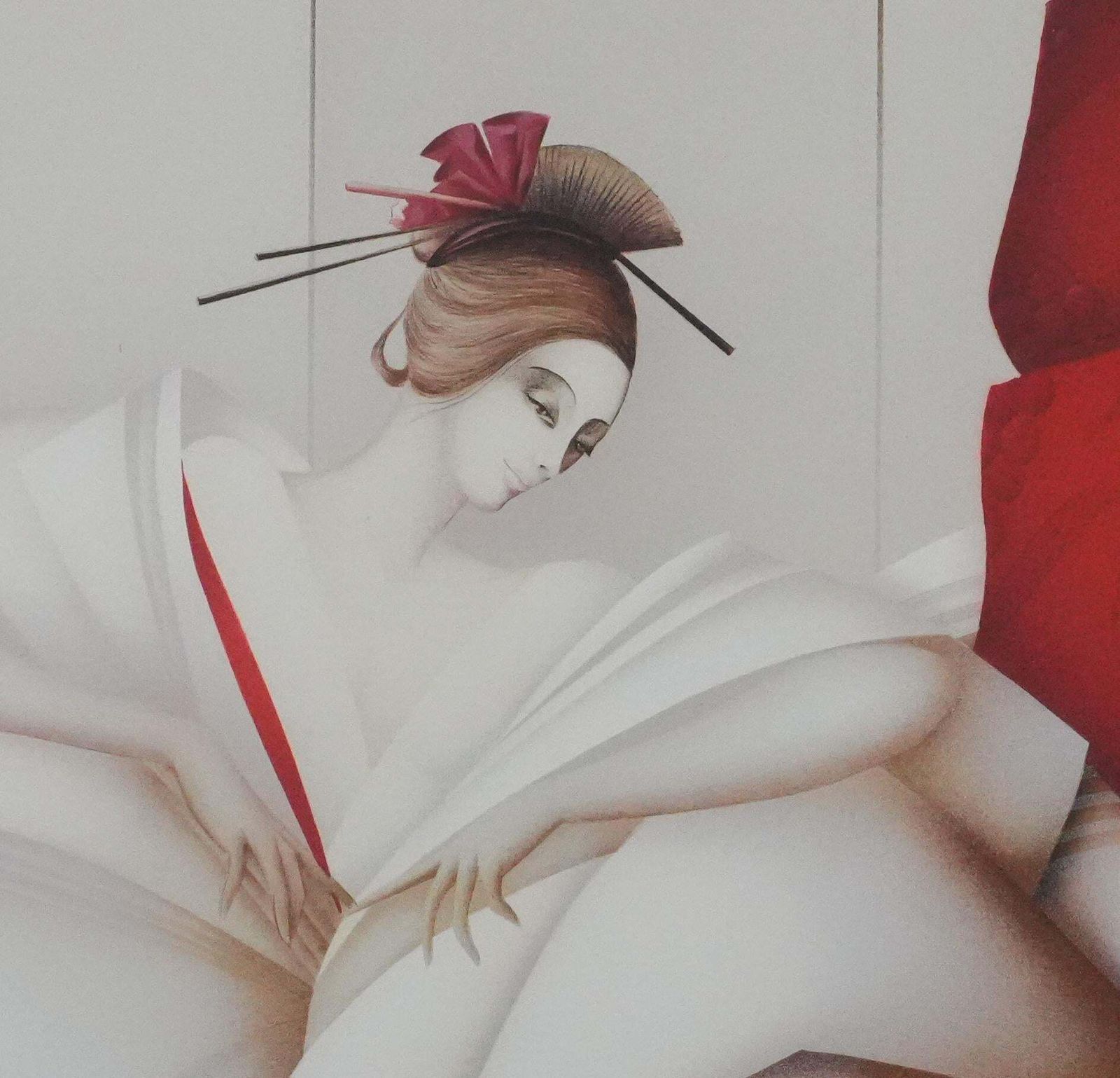 Philippe Augéthe Women In White Dress   Original Handsigned Lithograph1985 photo vinterior