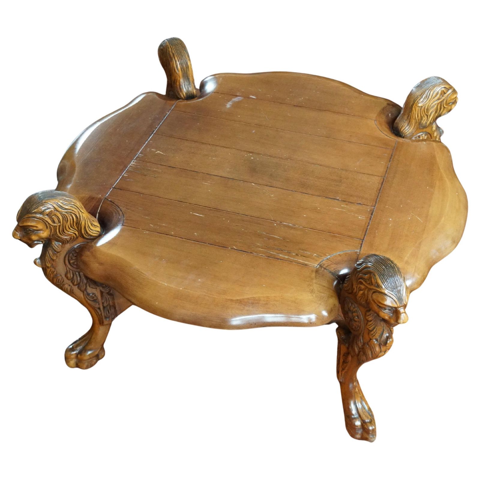 Rustic Elegance Hand Carved Lion Leg Coffee Table, France Or Italy, Circa 1940s photo furniture