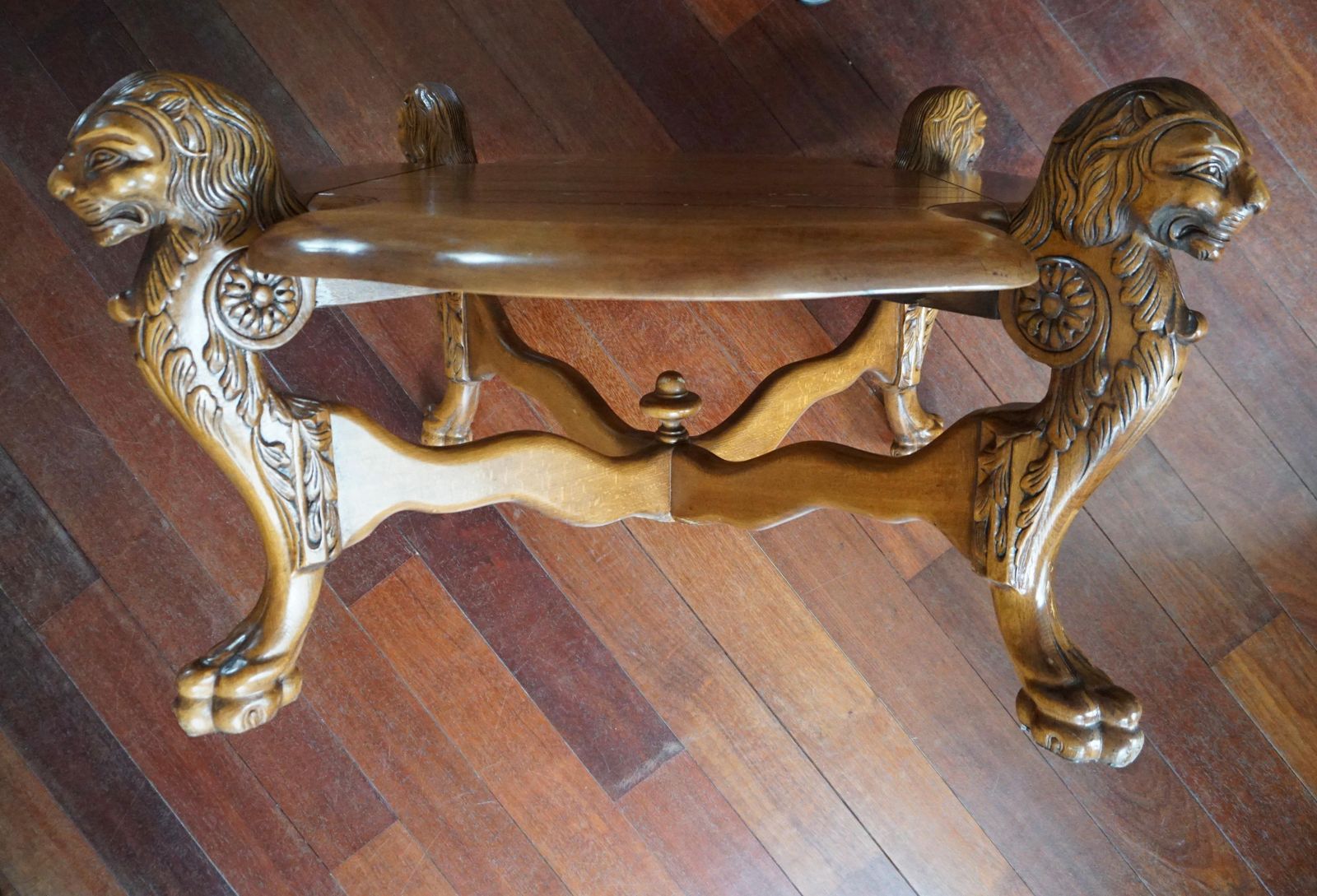 photo furniture Rustic Elegance Hand Carved Lion Leg Coffee Table, France Or Italy, Circa 1940s