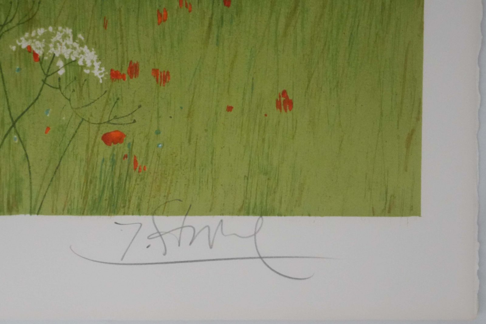 Yves Gannein The Poppy Field   Original Lithograph Signed photo furniture