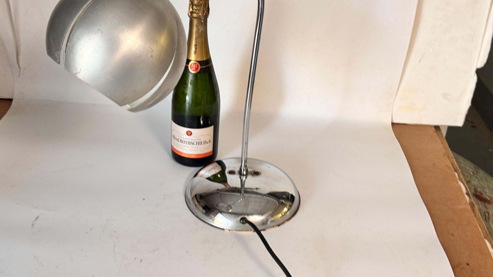 468.0 1970s Chrome And Aluminum Table Lamp – Curved Modernist French Design photo
