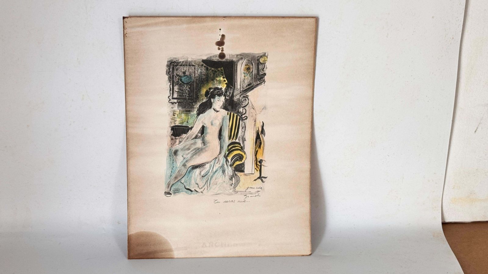 Lavis And Pencil Drawing By Emilio Grau Sala – Signed And Annotated – Circa 1950 photo for sale