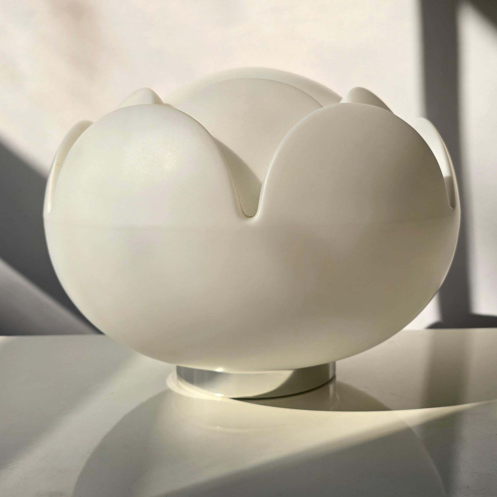 photo furniture Peill + Putzler "Artichoke" White Opaline Glass Table Lamp, Germany, 1970s