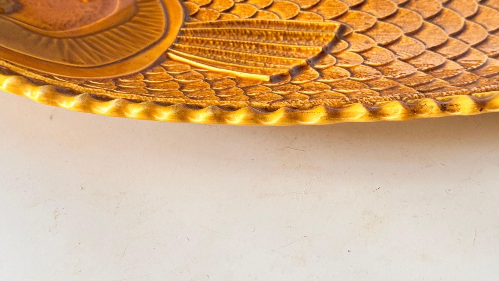1970s French Ceramic Decorative Dish –Yellow And Brown Glazed Mid Century Design photo vinterior