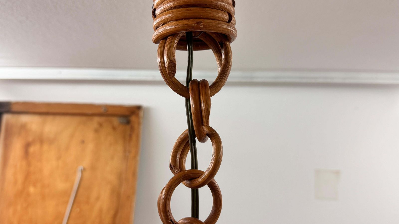 photo furniture 1960s French Wicker & Paper Pendant Light – Sculptural Southern Design