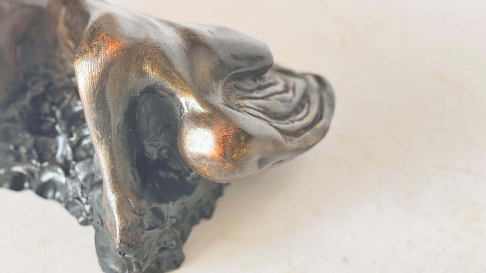 Reclining Female Sculpture – Black Patina – Raw Clay – 1970s photo vintage