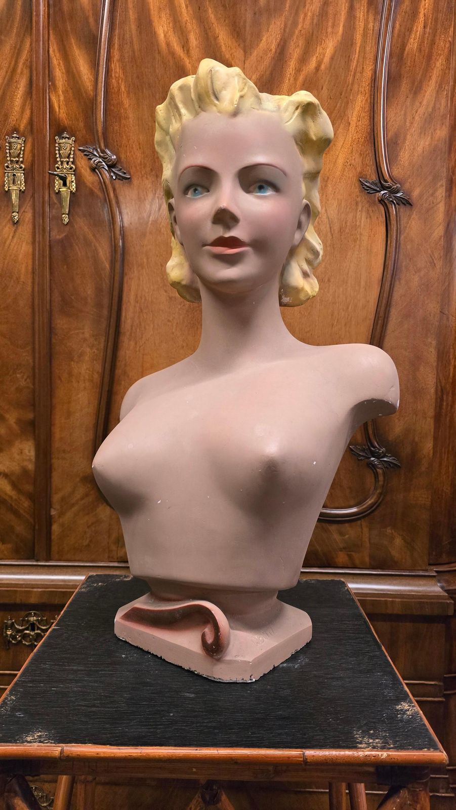 Large 1950s Novita Plaster Bust – Art Deco / Hollywood Regency Mannequin Display photo Art