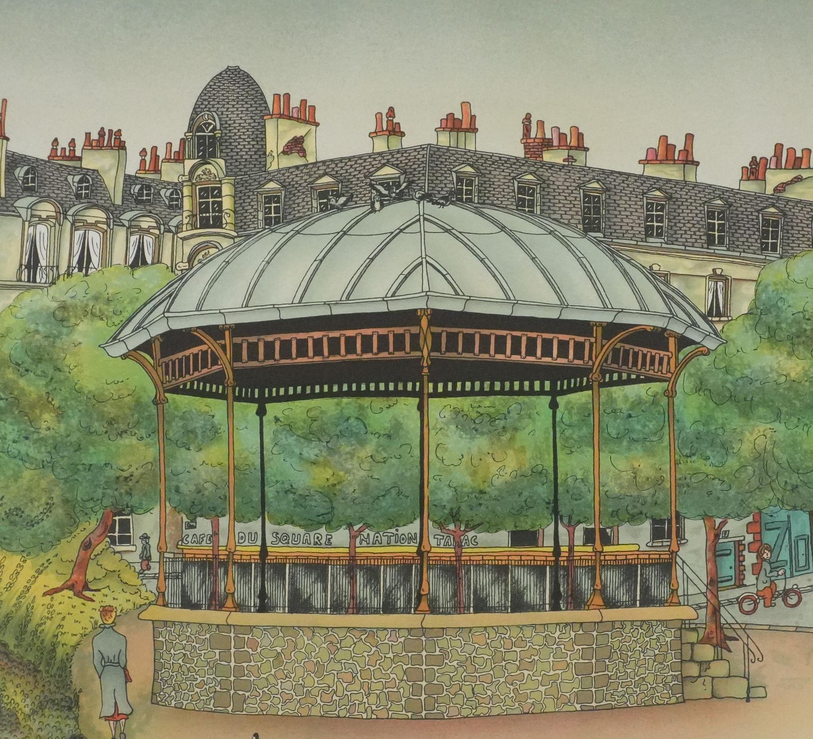 Bernard Vercruycethe Parisian Kiosk   Original Handsigned Lithograph photo 133.0