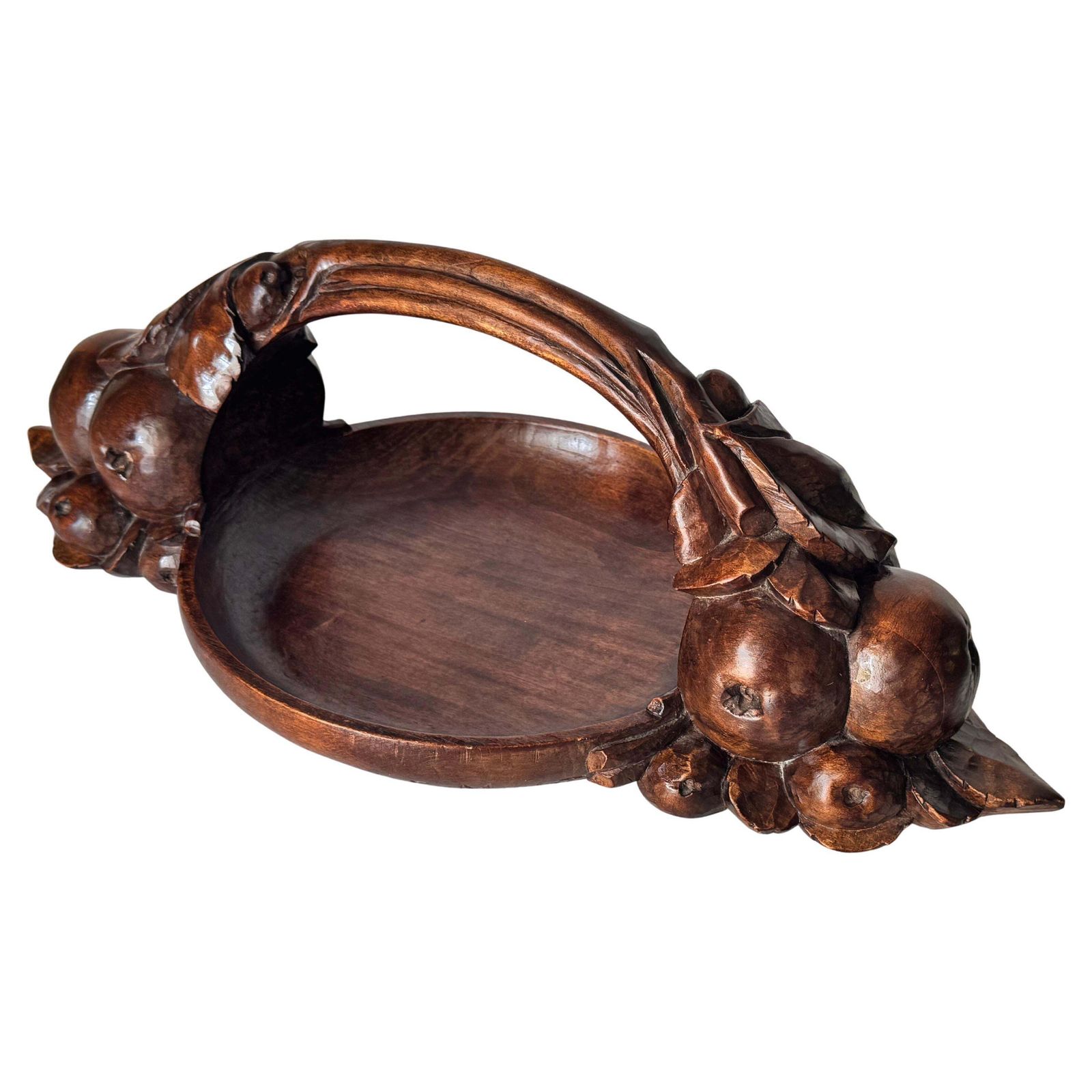 Art Deco Fruit Basket – Hand Carved Wooden Bowl, France, 1930s