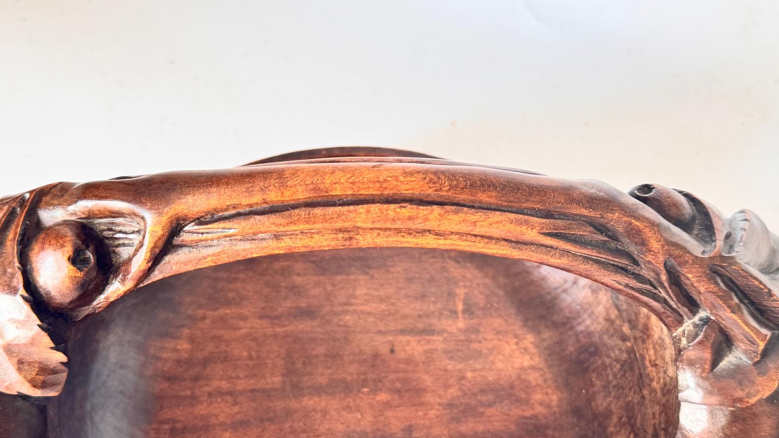 Art Deco Fruit Basket – Hand Carved Wooden Bowl, France, 1930s photo vintage