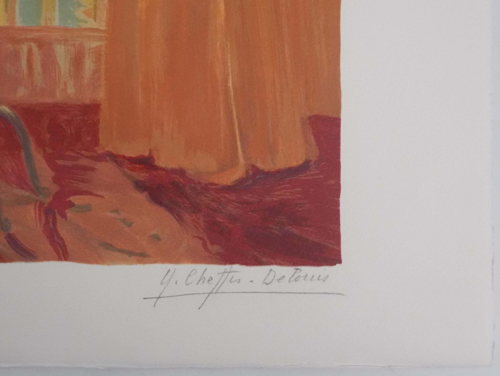 Yvonne Cheffer Delouisorange Interior   Original Handsigned Lithograph photo furniture