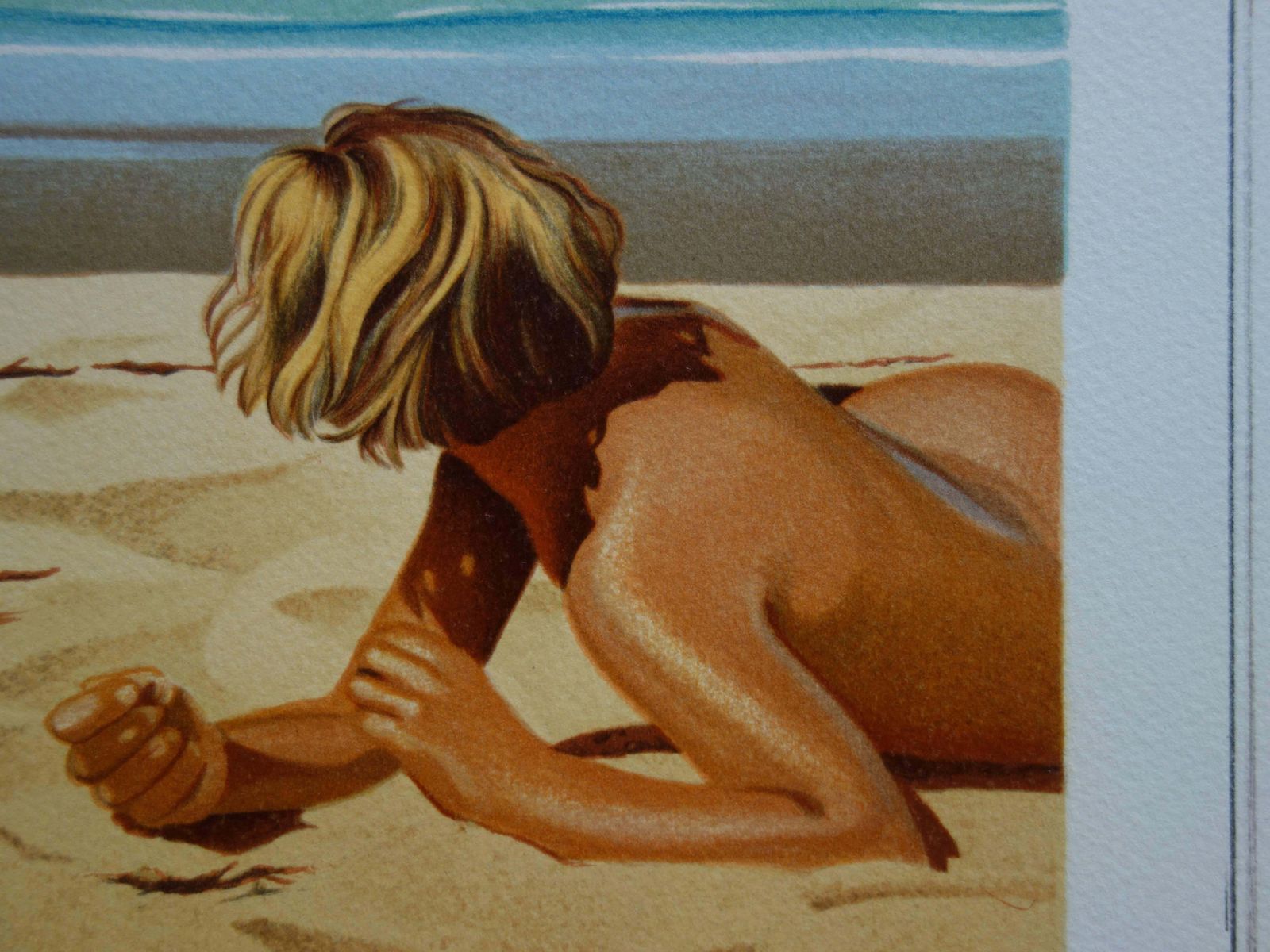 Jean Pierre Henautsurrealist Beach & Guitar   Original Handsigned Lithograph photo vinterior