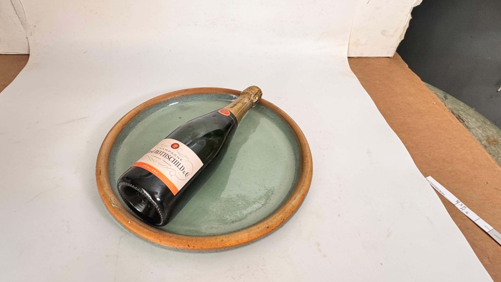 Heavy Glazed Pottery Dish – France, 1970s – Blue Green Tones, Ibiza/Formentera photo furniture