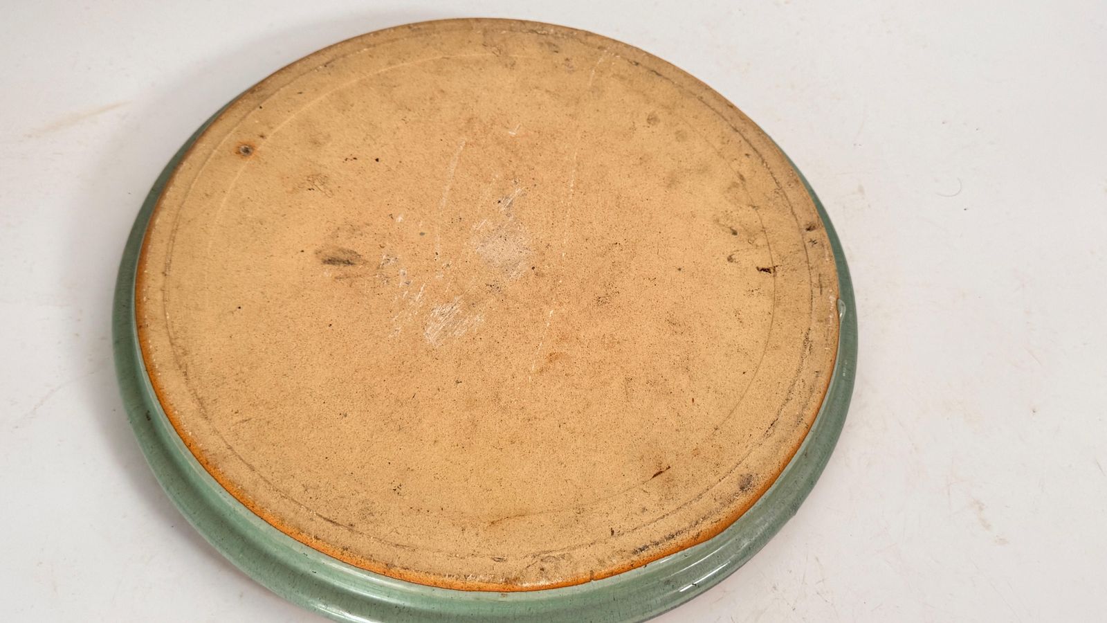468.0 Heavy Glazed Pottery Dish – France, 1970s – Blue Green Tones, Ibiza/Formentera photo