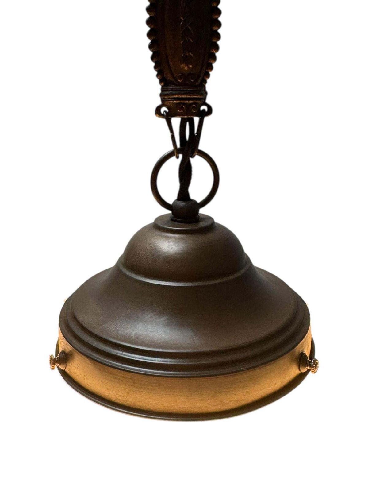 photo for sale Art Nouveau Pendant Light With Original Hand Painted Glass Shade, 1900s