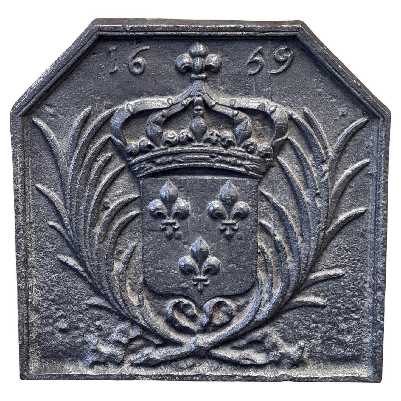 17th Century, French 'Arms Of France' Fireback / Backsplash, Louis XIV Period