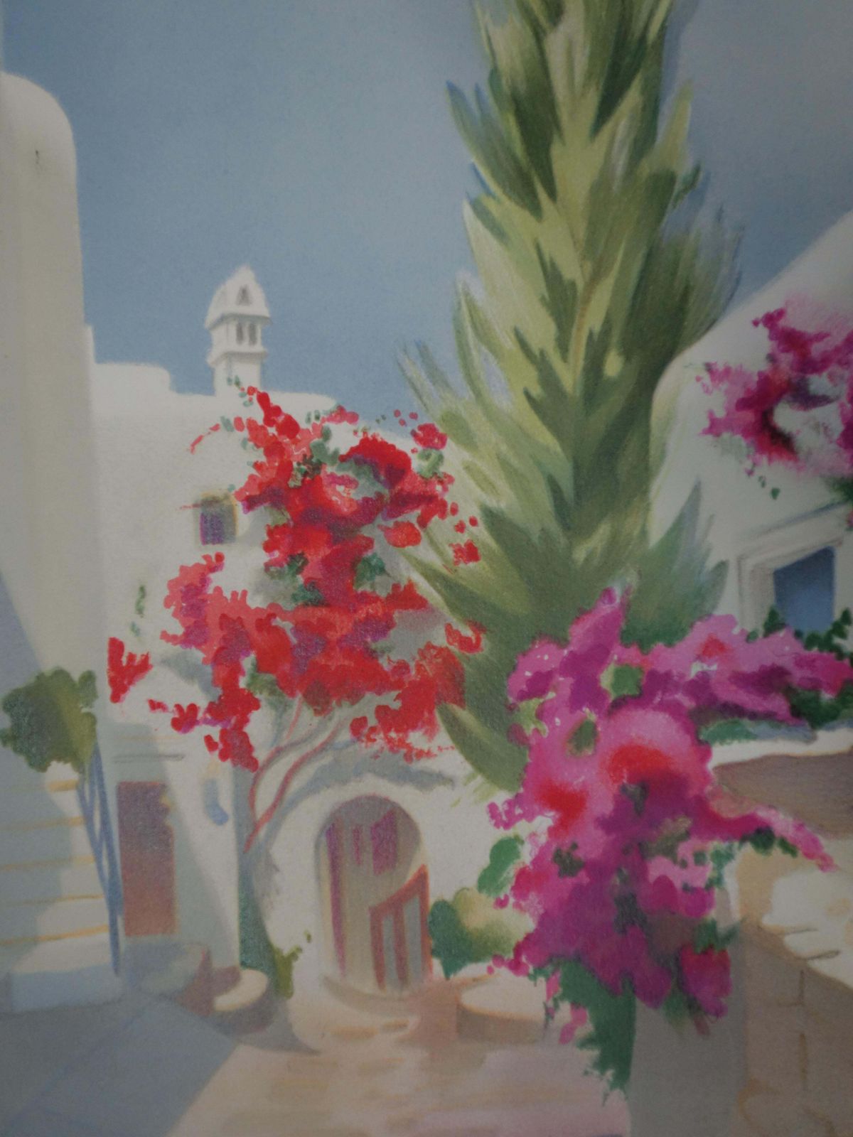 Janick Lederlelittle Street In Santorini   Original Handsigned Lithograph photo Art
