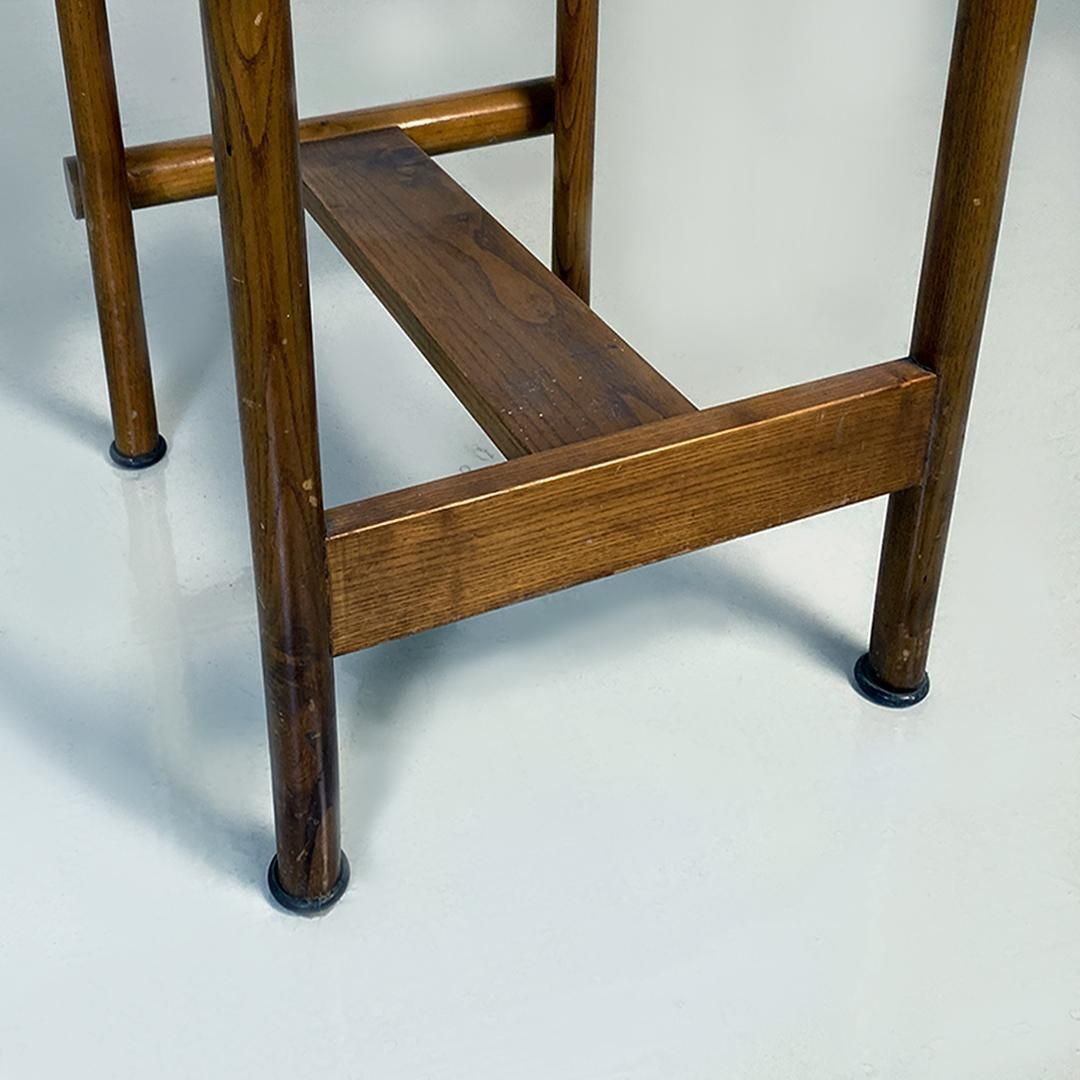 Italian Mid Century Modern Wooden Structure & Faux Leather Seat High Stool 1970s photo furniture